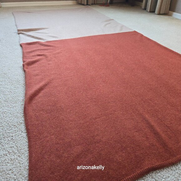 NWOT Halogen Cashmere Wrap Scarf Redwood and Natural Oatmeal Color - Picture 9 of 11